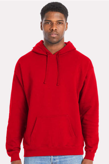 Hanes RS170 Mens Perfect Sweats Hooded Sweatshirt Hoodie w/ Pouch Pocket Athletic Red Model Front