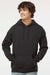 Hanes RS170 Mens Perfect Sweats Hooded Sweatshirt Hoodie w/ Pouch Pocket Black Model Front