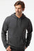 Hanes RS170 Mens Perfect Sweats Hooded Sweatshirt Hoodie w/ Pouch Pocket Heather Charcoal Grey Model Front