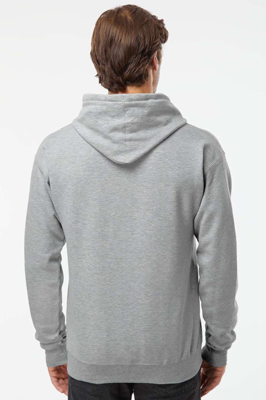 Hanes RS170 Mens Perfect Sweats Hooded Sweatshirt Hoodie w/ Pouch Pocket Light Steel Grey Model Back