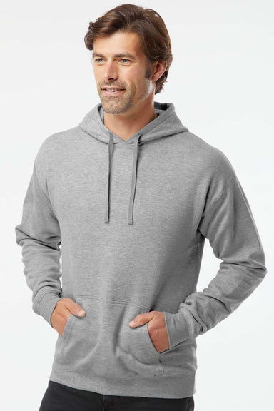 Hanes RS170 Mens Perfect Sweats Hooded Sweatshirt Hoodie w/ Pouch Pocket Light Steel Grey Model Front