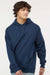 Hanes RS170 Mens Perfect Sweats Hooded Sweatshirt Hoodie w/ Pouch Pocket Navy Blue Model Front