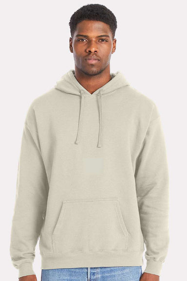 Hanes RS170 Mens Perfect Sweats Hooded Sweatshirt Hoodie w/ Pouch Pocket Sand Model Front