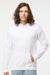 Hanes RS170 Mens Perfect Sweats Hooded Sweatshirt Hoodie w/ Pouch Pocket White Model Front