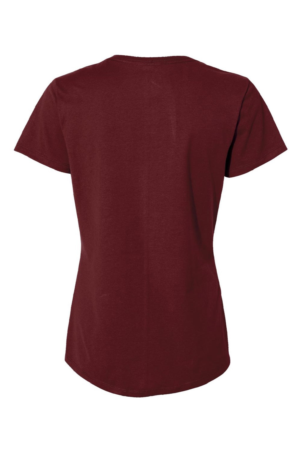 Hanes S04V Womens Perfect-T Short Sleeve V-Neck T-Shirt Maroon Flat Back