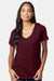 Hanes S04V Womens Perfect-T Short Sleeve V-Neck T-Shirt Maroon Model Front