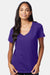 Hanes S04V Womens Perfect-T Short Sleeve V-Neck T-Shirt Purple Model Front
