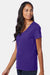Hanes S04V Womens Perfect-T Short Sleeve V-Neck T-Shirt Purple Model Side