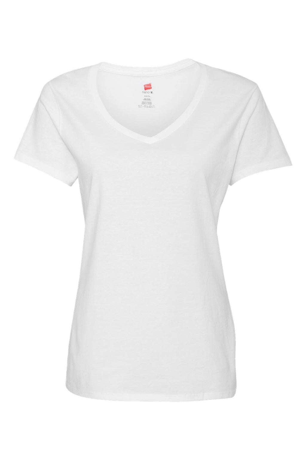 Hanes S04V Womens Perfect-T Short Sleeve V-Neck T-Shirt White Flat Front