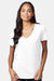 Hanes S04V Womens Perfect-T Short Sleeve V-Neck T-Shirt White Model Front