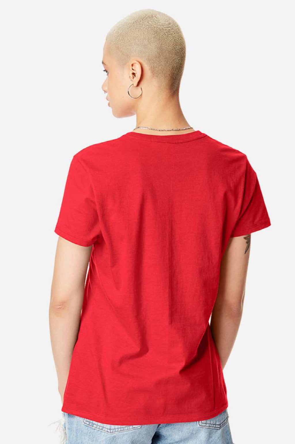 Hanes SL04 Womens Perfect-T Short Sleeve Crewneck T-Shirt Athletic Red Model Back