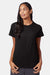 Hanes SL04 Womens Perfect-T Short Sleeve Crewneck T-Shirt Black Model Front