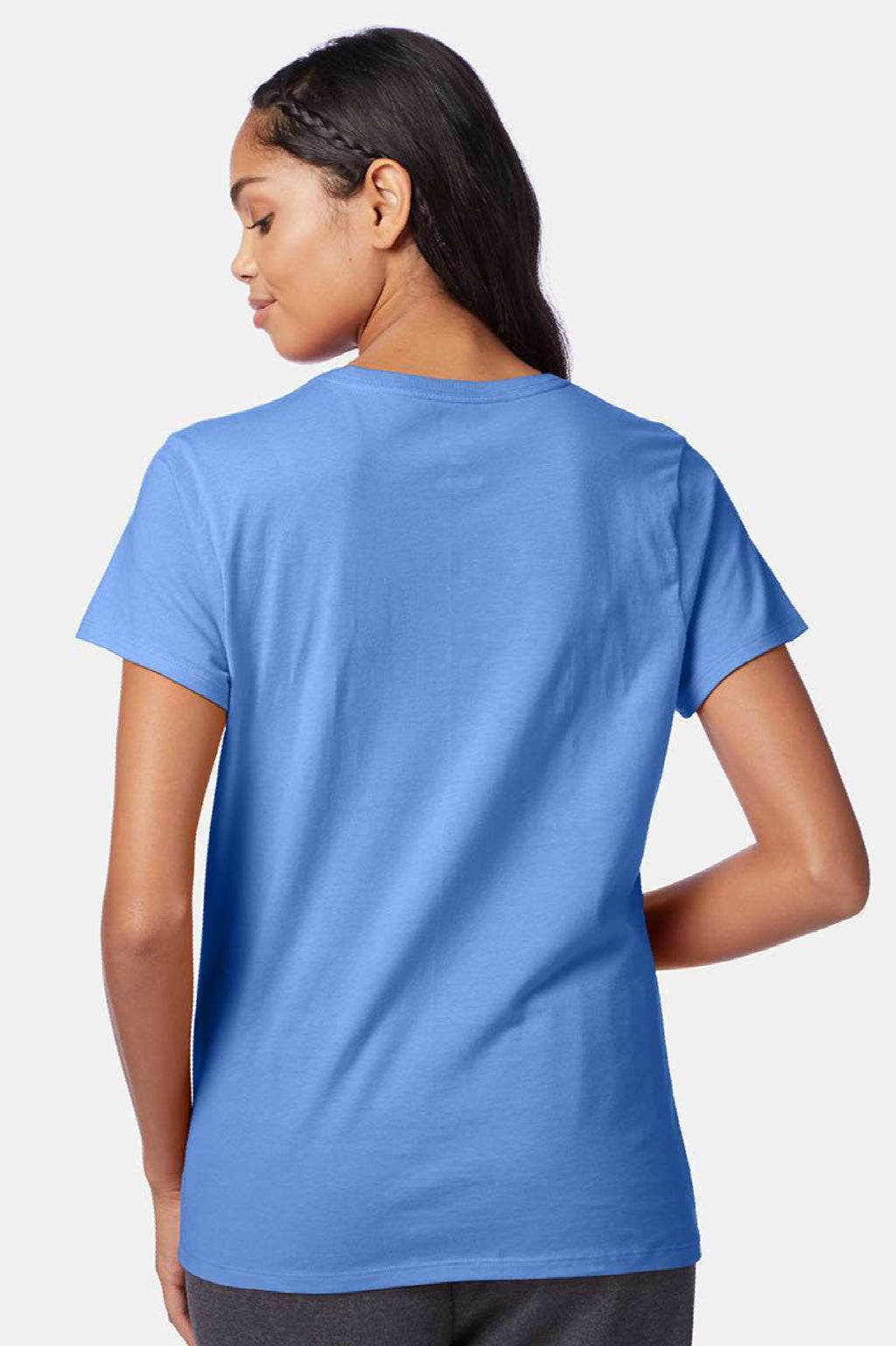 Hanes SL04 Womens Perfect-T Short Sleeve Crewneck T-Shirt Carolina Blue Model Back