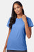 Hanes SL04 Womens Perfect-T Short Sleeve Crewneck T-Shirt Carolina Blue Model Front