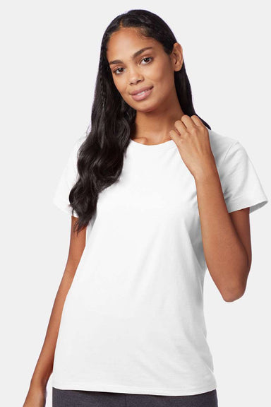 Hanes SL04 Womens Perfect-T Short Sleeve Crewneck T-Shirt White Model Front