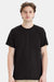 Hanes W110 Mens Workwear UPF 50+ Short Sleeve Crewneck T-Shirt w/ Pocket Black Model Front