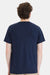 Hanes W110 Mens Workwear UPF 50+ Short Sleeve Crewneck T-Shirt w/ Pocket Navy Blue Model Back