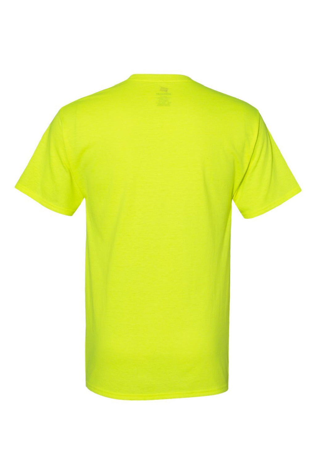 Hanes W110 Mens Workwear UPF 50+ Short Sleeve Crewneck T-Shirt w/ Pocket Safety Green Flat Back