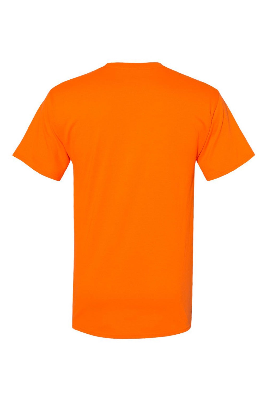 Hanes W110 Mens Workwear UPF 50+ Short Sleeve Crewneck T-Shirt w/ Pocket Safety Orange Flat Back