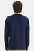 Hanes W120 Mens Workwear UPF 50+ Long Sleeve Crewneck T-Shirt w/ Pocket Navy Blue Model Back