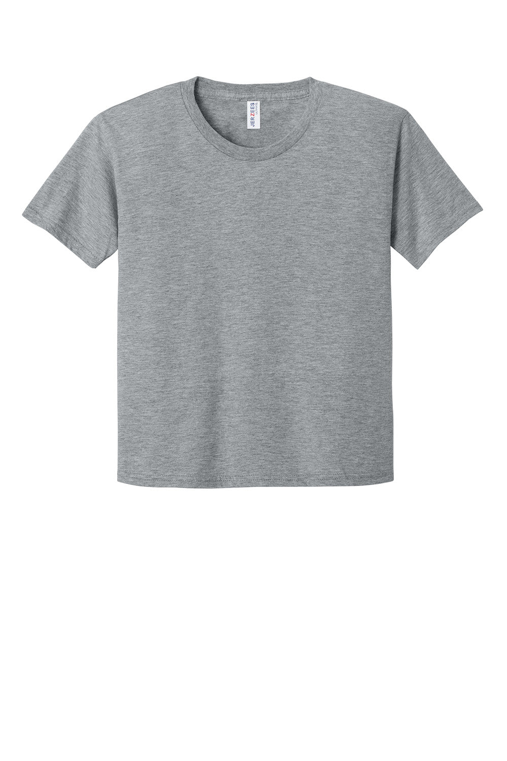 Jerzees IC46B Youth Ultimate Short Sleeve Crewneck T-Shirt Heather Grey Flat Front