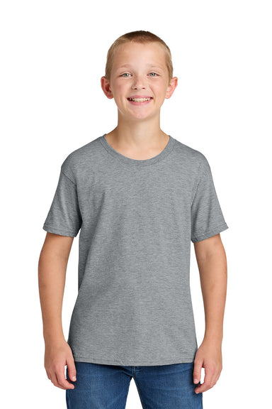 Jerzees IC46B Youth Ultimate Short Sleeve Crewneck T-Shirt Heather Grey Model Front