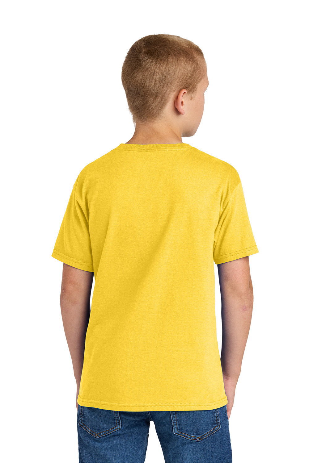 Jerzees IC46B Youth Ultimate Short Sleeve Crewneck T-Shirt Island Yellow Model Back