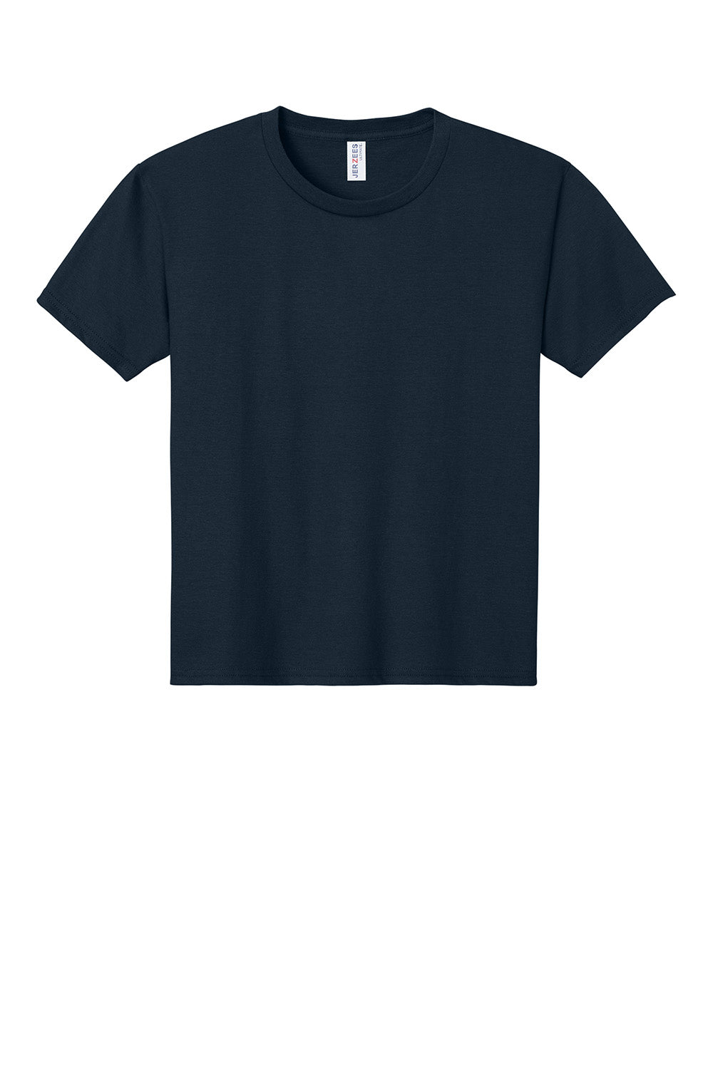 Jerzees IC46B Youth Ultimate Short Sleeve Crewneck T-Shirt Navy Blue Flat Front