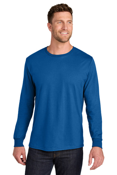 Jerzees IC46L Mens Ultimate Long Sleeve Crewneck T-Shirt Royal Blue Model Front