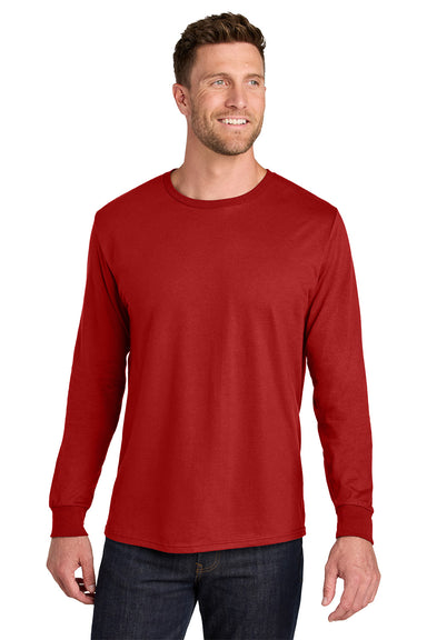Jerzees IC46L Mens Ultimate Long Sleeve Crewneck T-Shirt True Red Model Front