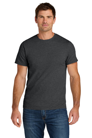 Jerzees IC46M Mens Ultimate Short Sleeve Crewneck T-Shirt Heather Black Ink Model Front