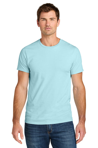 Jerzees IC46M Mens Ultimate Short Sleeve Crewneck T-Shirt Breezy Blue Model Front