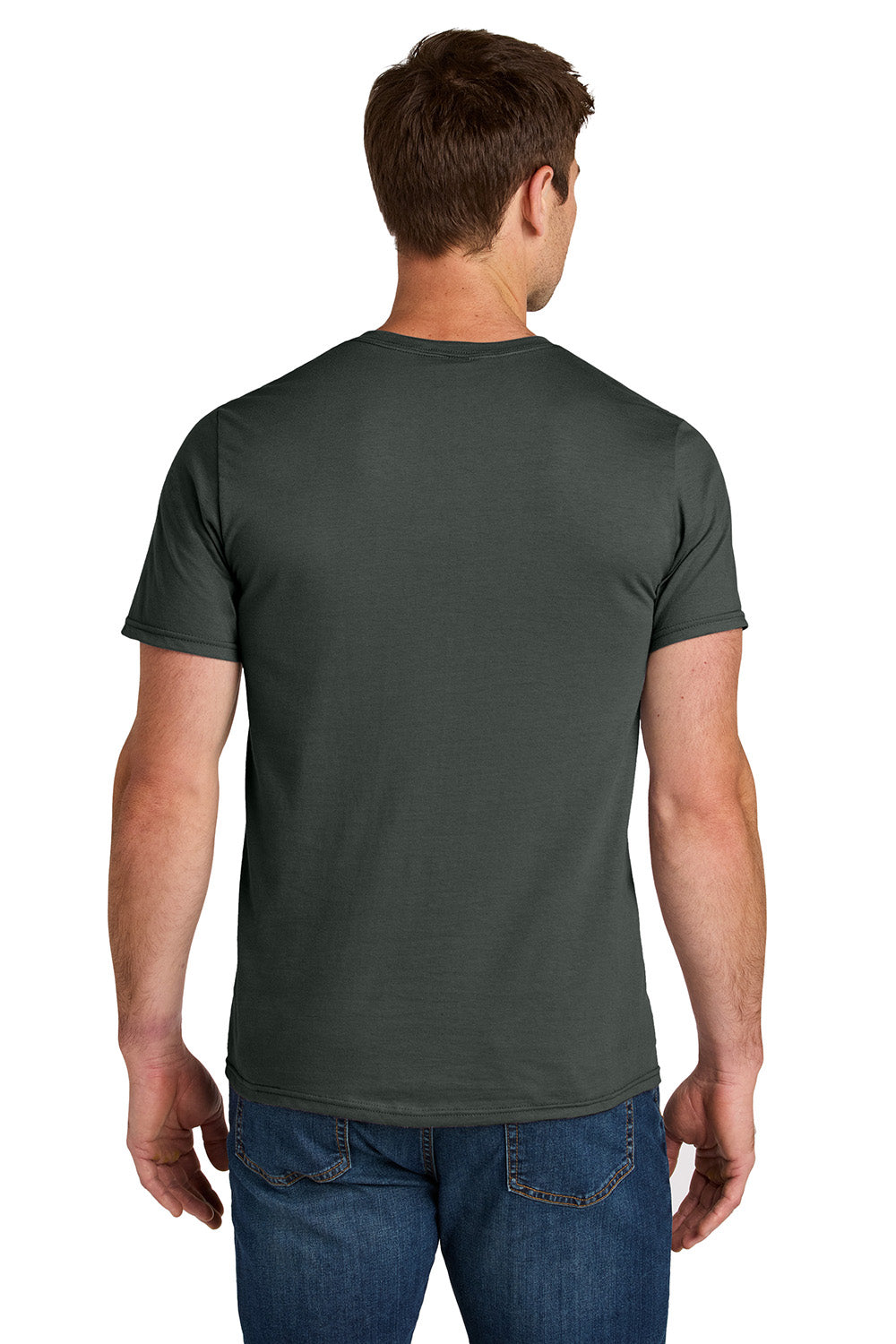 Jerzees IC46M Mens Ultimate Short Sleeve Crewneck T-Shirt Charcoal Grey Model Back