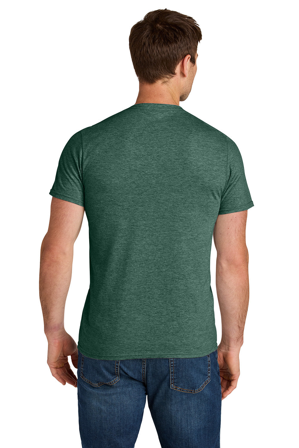 Jerzees IC46M Mens Ultimate Short Sleeve Crewneck T-Shirt Heather Forest Green Model Back
