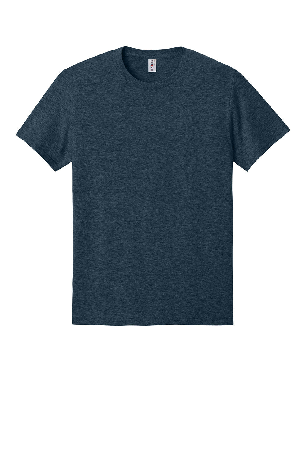 Jerzees IC46M Mens Ultimate Short Sleeve Crewneck T-Shirt Heather Indigo Blue Flat Front