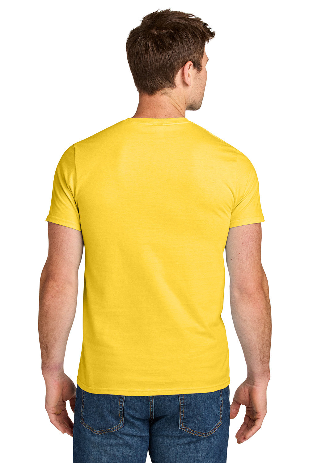 Jerzees IC46M Mens Ultimate Short Sleeve Crewneck T-Shirt Island Yellow Model Back