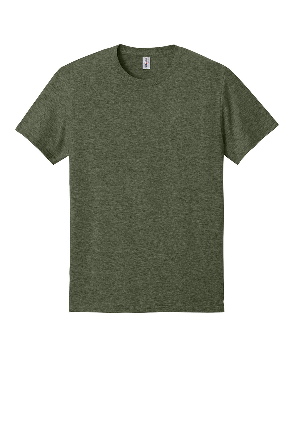 Jerzees IC46M Mens Ultimate Short Sleeve Crewneck T-Shirt Heather Military Green Flat Front
