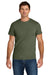 Jerzees IC46M Mens Ultimate Short Sleeve Crewneck T-Shirt Heather Military Green Model Front