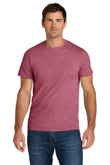 Jerzees IC46M Mens Ultimate Short Sleeve Crewneck T-Shirt Heather Raspberry Pink Model Front