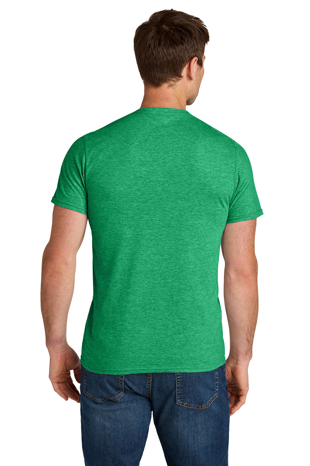 Jerzees IC46M Mens Ultimate Short Sleeve Crewneck T-Shirt Heather Retro Green Model Back