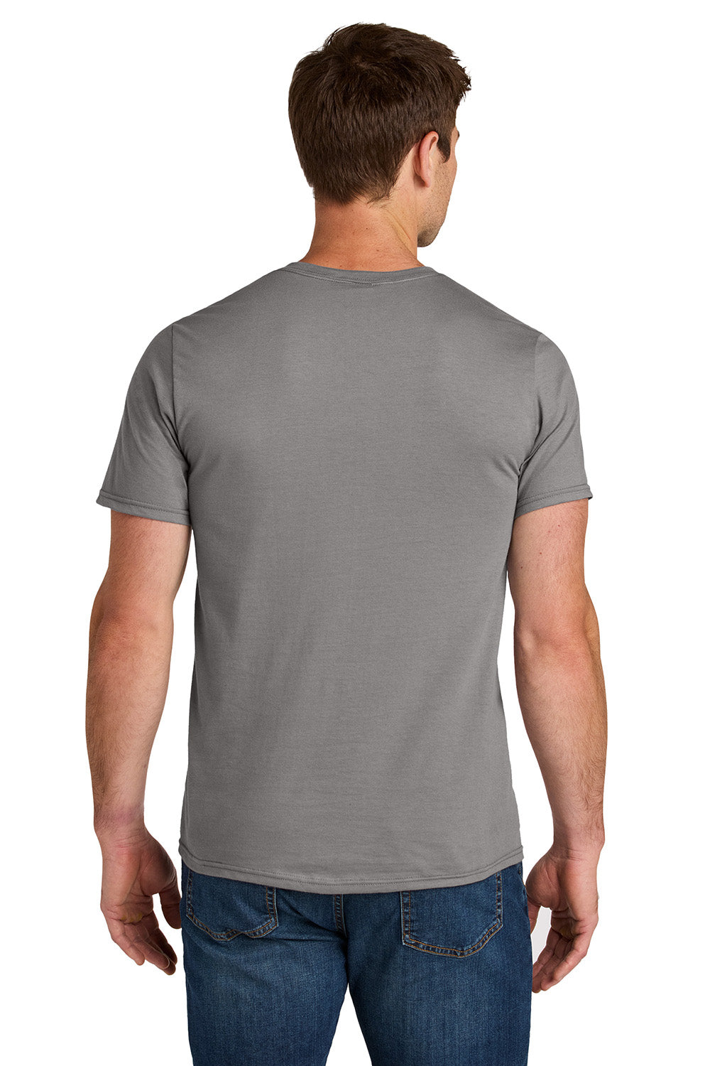 Jerzees IC46M Mens Ultimate Short Sleeve Crewneck T-Shirt Rock Grey Model Back