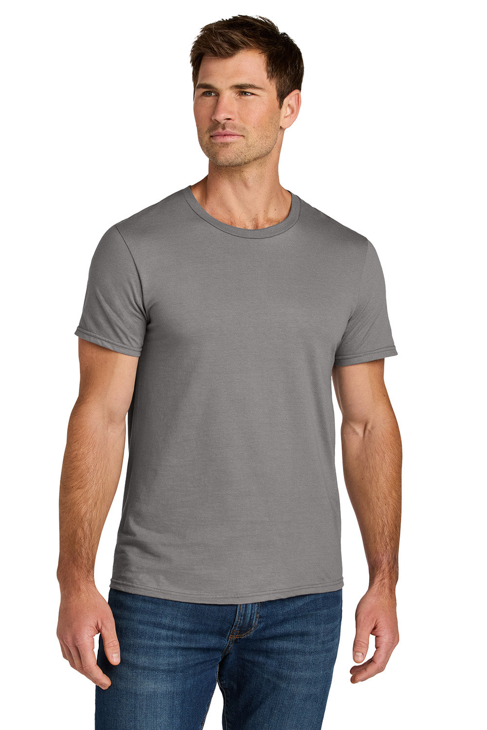 Jerzees IC46M Mens Ultimate Short Sleeve Crewneck T-Shirt Rock Grey Model Front