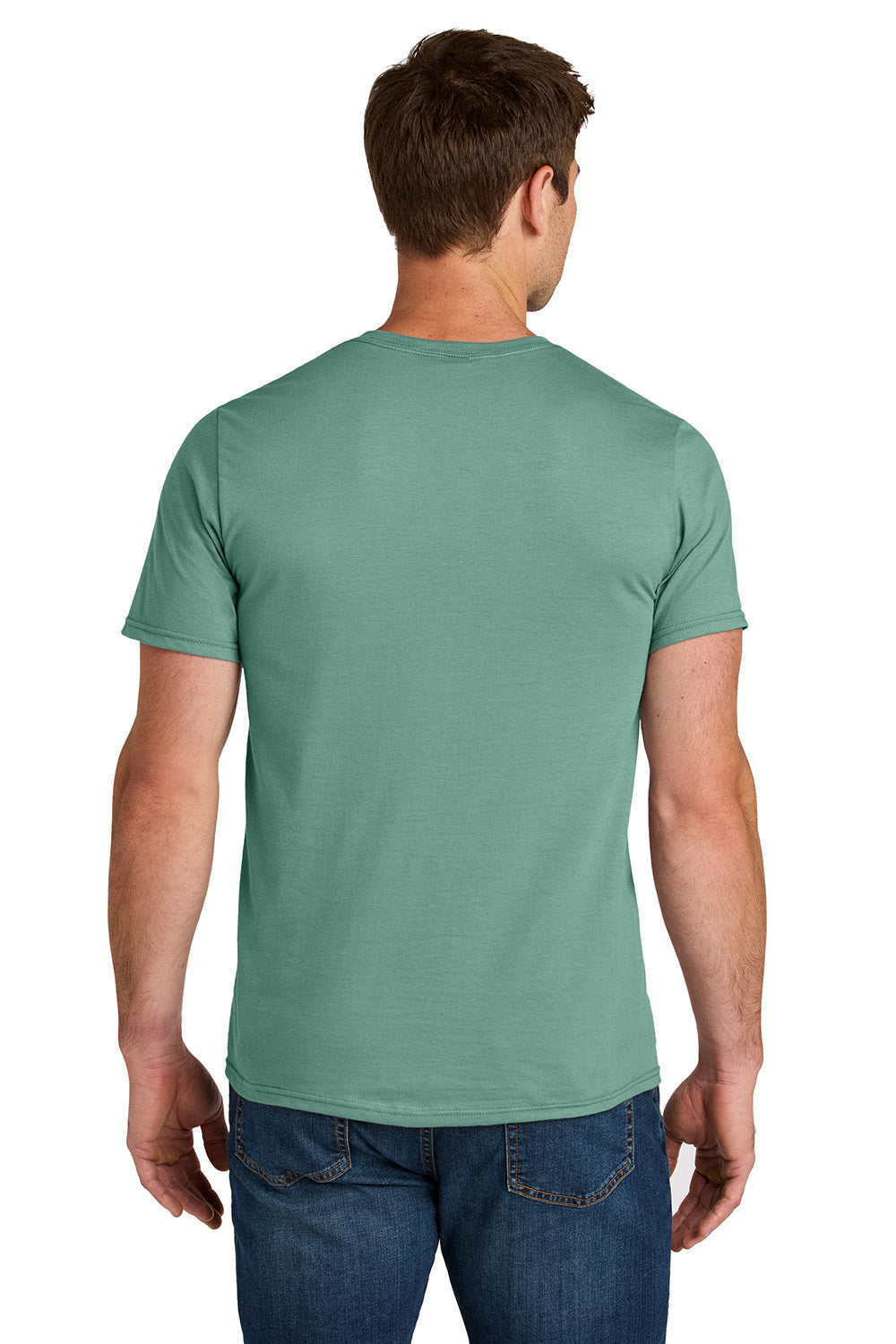 Jerzees IC46M Mens Ultimate Short Sleeve Crewneck T-Shirt Sage Green Model Back