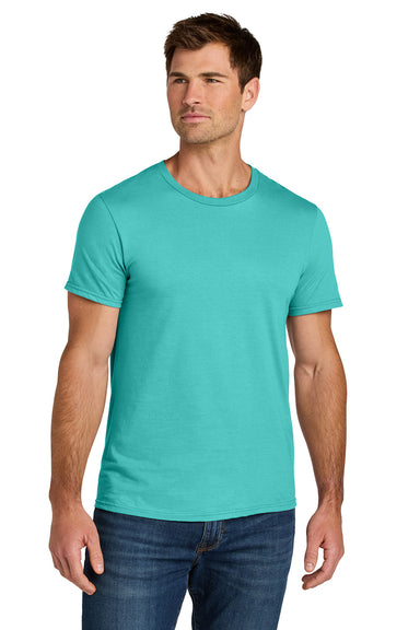 Jerzees IC46M Mens Ultimate Short Sleeve Crewneck T-Shirt Scuba Blue Model Front