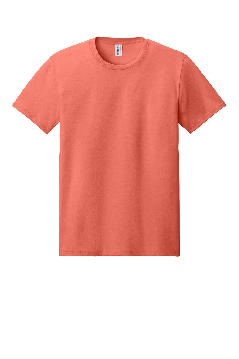 Jerzees IC46M Mens Ultimate Short Sleeve Crewneck T-Shirt Sunset Coral Flat Front