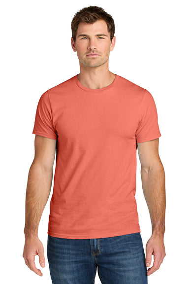 Jerzees IC46M Mens Ultimate Short Sleeve Crewneck T-Shirt Sunset Coral Model Front