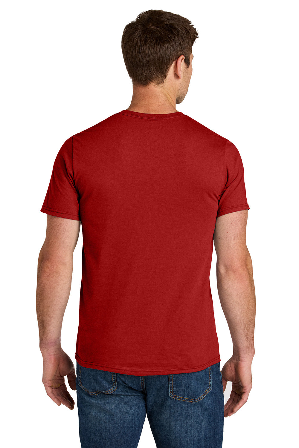Jerzees IC46M Mens Ultimate Short Sleeve Crewneck T-Shirt True Red Model Back
