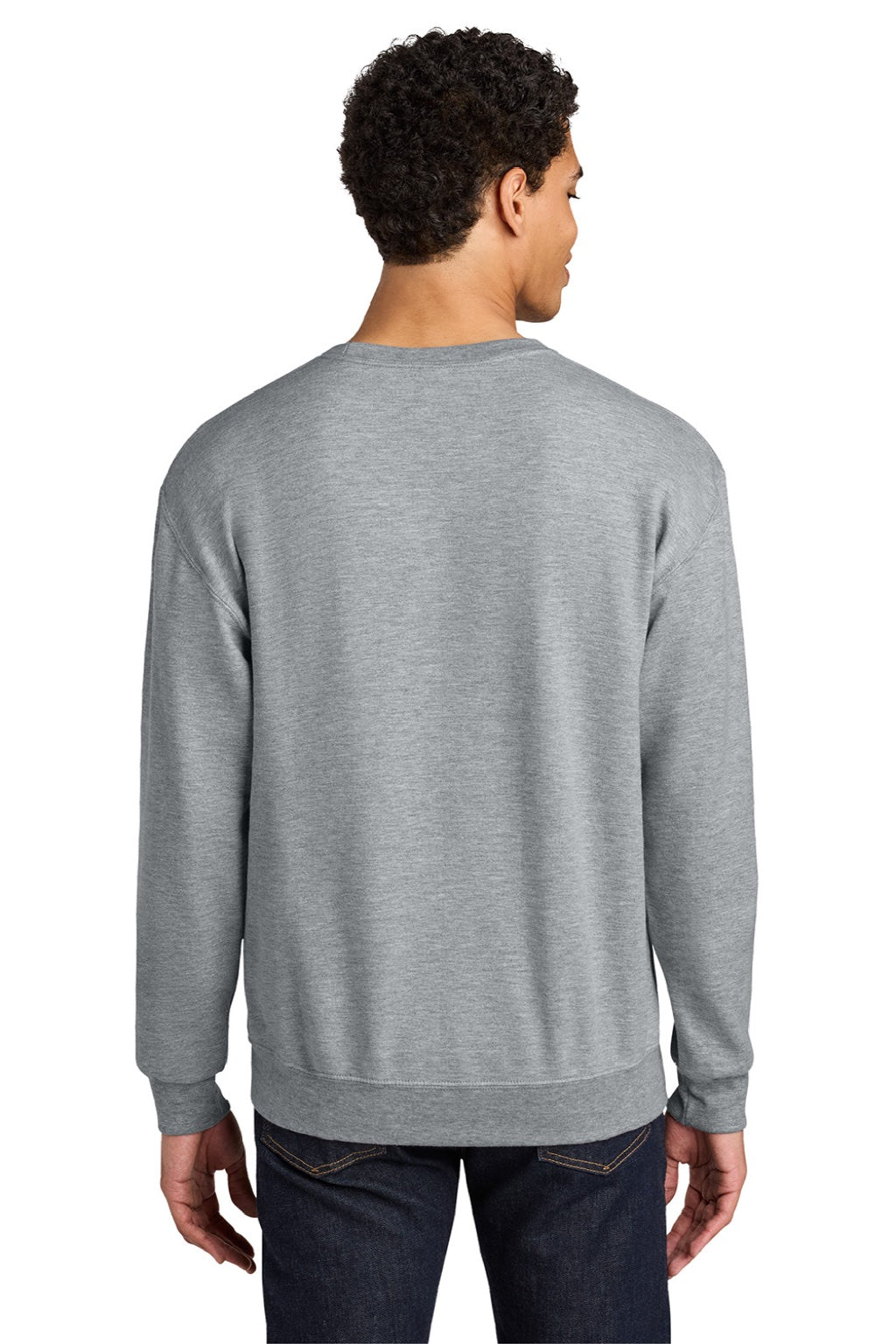 Jerzees IC48M Mens Ultimate CVC Crewneck Sweatshirt Heather Grey Model Back