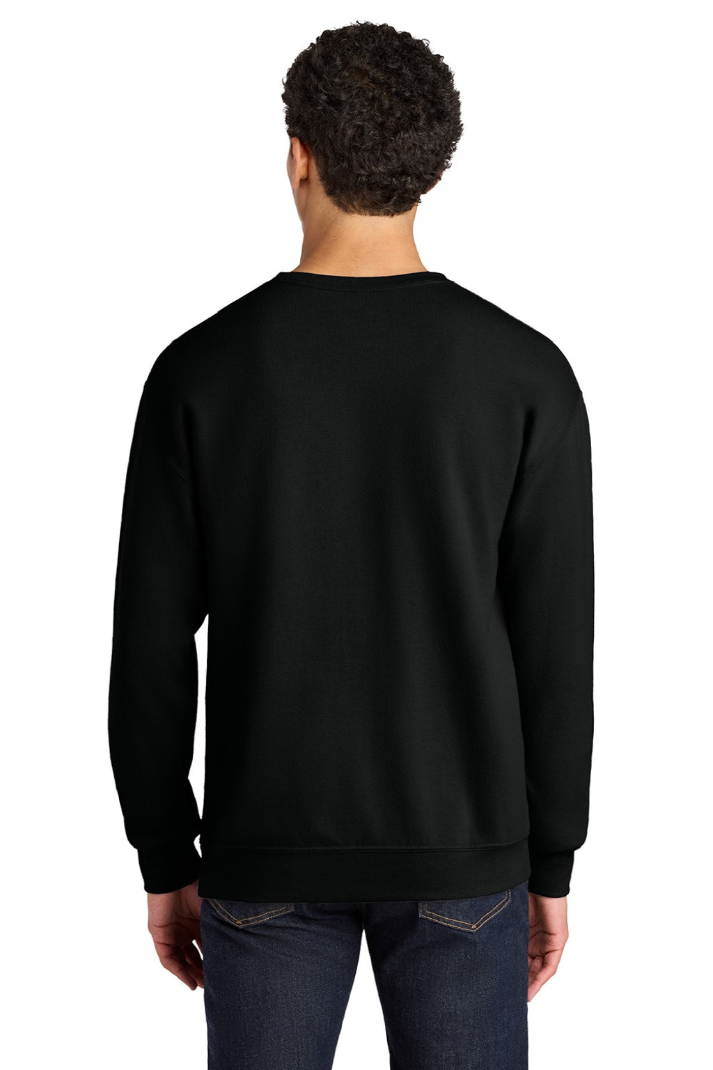 Jerzees IC48M Mens Ultimate CVC Crewneck Sweatshirt Black Ink Model Back
