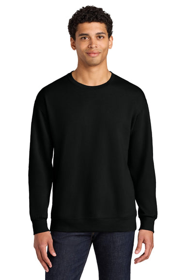 Jerzees IC48M Mens Ultimate CVC Crewneck Sweatshirt Black Ink Model Front